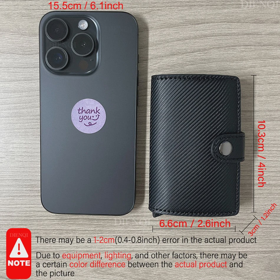 Minimalistische RFID-blokkerende Cardholder met Automatische Pop-Up | PU Leer