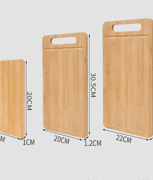 Set van 3 Bamboe Houten Snijplanken met Handvat en Sapgoot - Dubbelzijdig