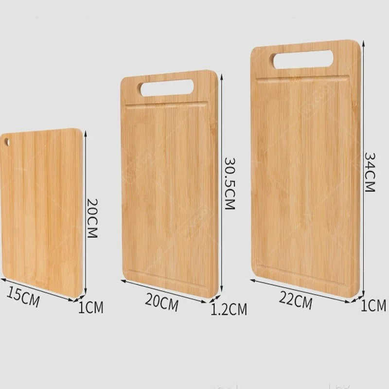 Set van 3 Bamboe Houten Snijplanken met Handvat en Sapgoot - Dubbelzijdig
