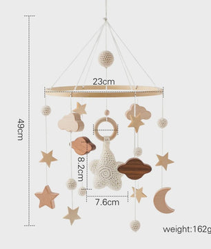 Houten Baby Mobiel met Muziekdoosje & Rammelaar - Speelgoed voor wieg & ledikant (0-12 maanden)