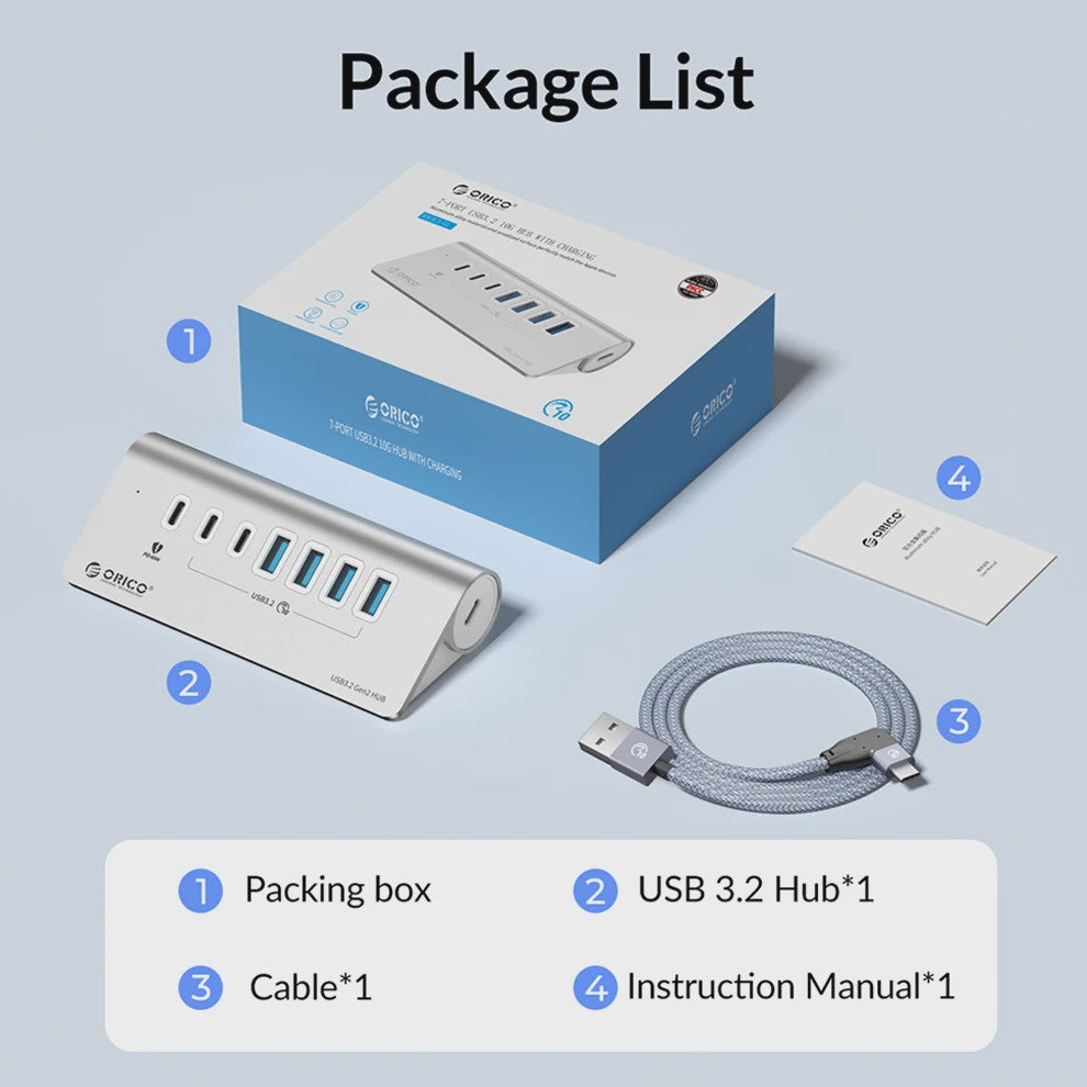 ORICO 10Gbps USB 3.2 Docking Station Hub met PD60W Opladen en 4/7 Poorten