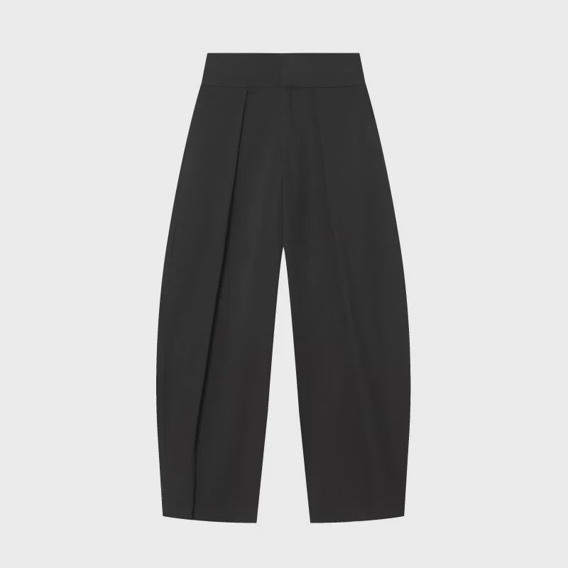 Dames Wide Leg Pantalon met Hoge Taille en Retro Plissé - Casual & Werk
