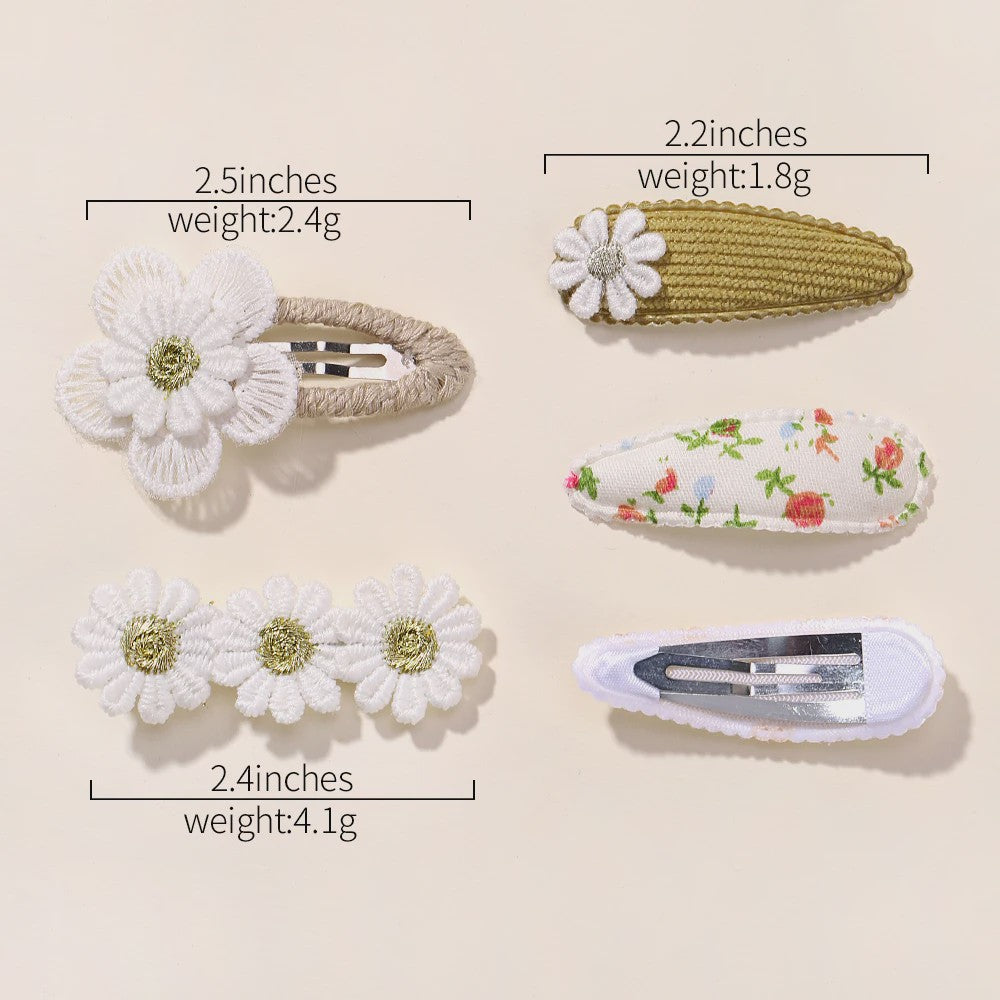 Set van 5 Schattige Baby Haarclipjes voor Meisjes met Bloemen en Leuke Designs