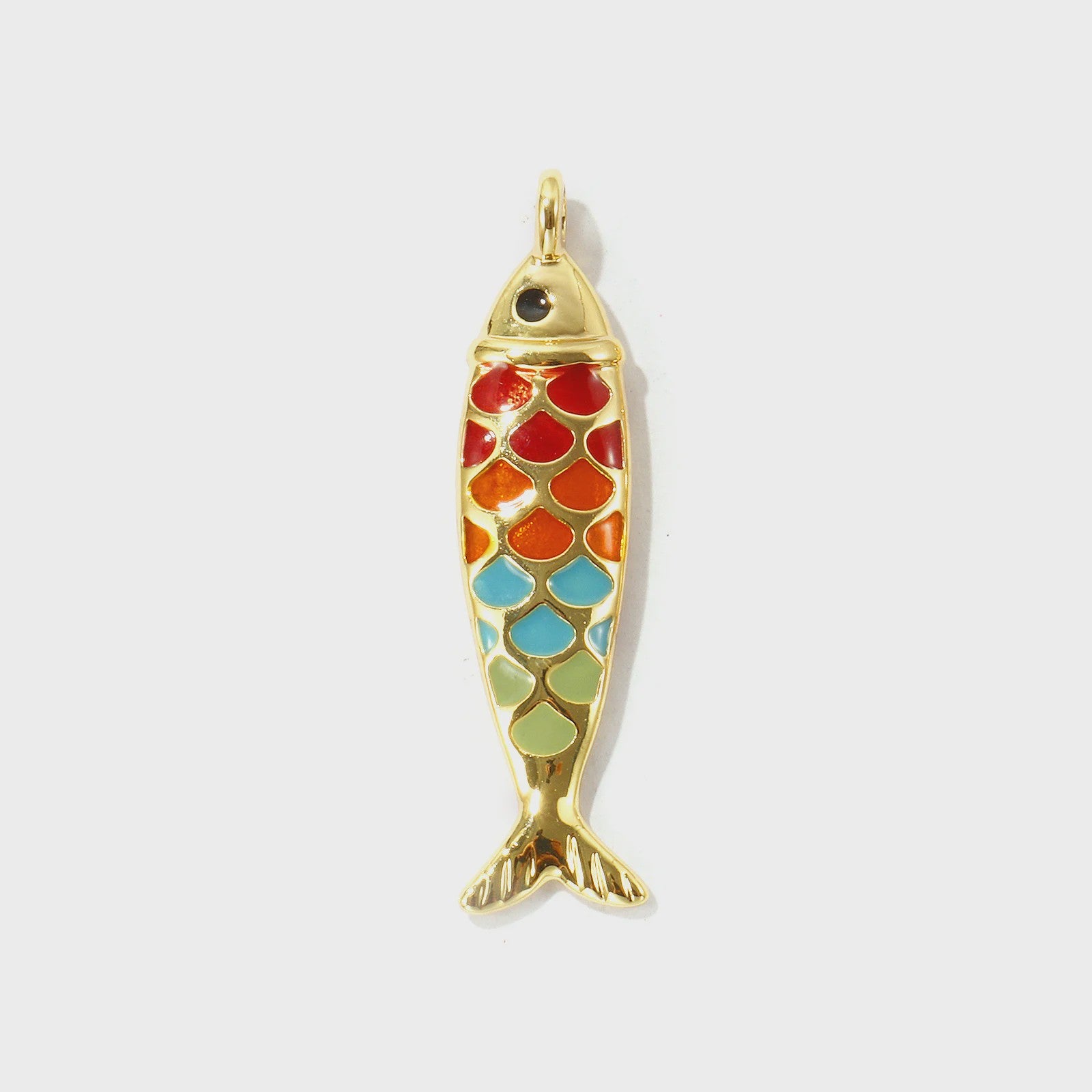 Gouden Vis Bedel met Emaille - 18K Verguld Messing Hanger voor DIY Sieraden