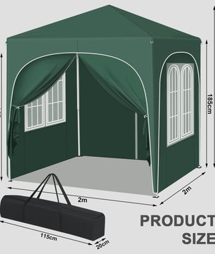 Pop-up Tuinpaviljoen 2x2m met Zijwanden - UV-bescherming & Waterdicht