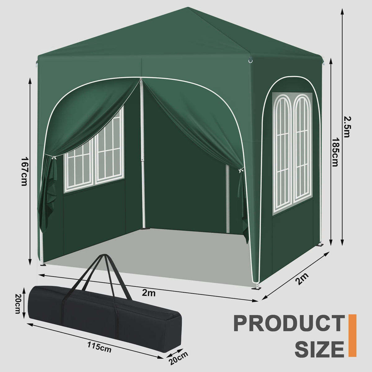 Pop-up Tuinpaviljoen 2x2m met Zijwanden - UV-bescherming & Waterdicht