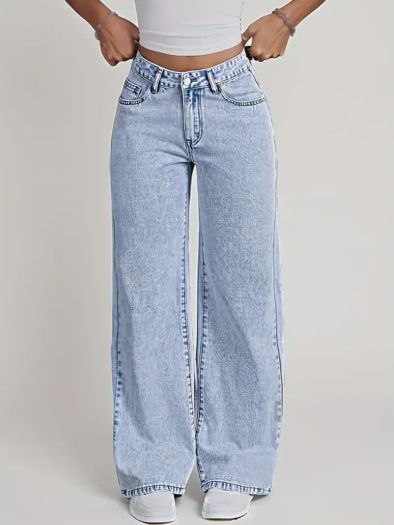 Dames Wijde Pijpen Jeans - Baggy Streetwear Broek voor Casual Stijl