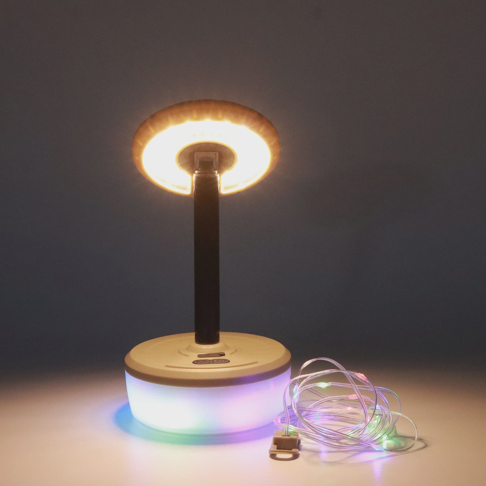 2-in-1 Campinglamp met Sfeervolle Lichtketting - Draagbaar & USB Oplaadbaar