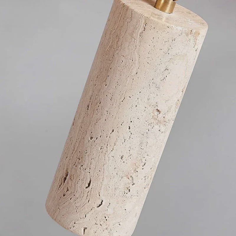 Japanse Wabi-Sabi Plafondlamp: Gele Travertin Spot met 3 Lampen