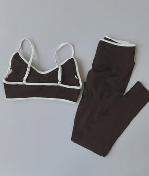 Naadloze 2-delige Sport Set: Leggings met Hoge Taille & Strappy Sport BH voor Fitness en Gym