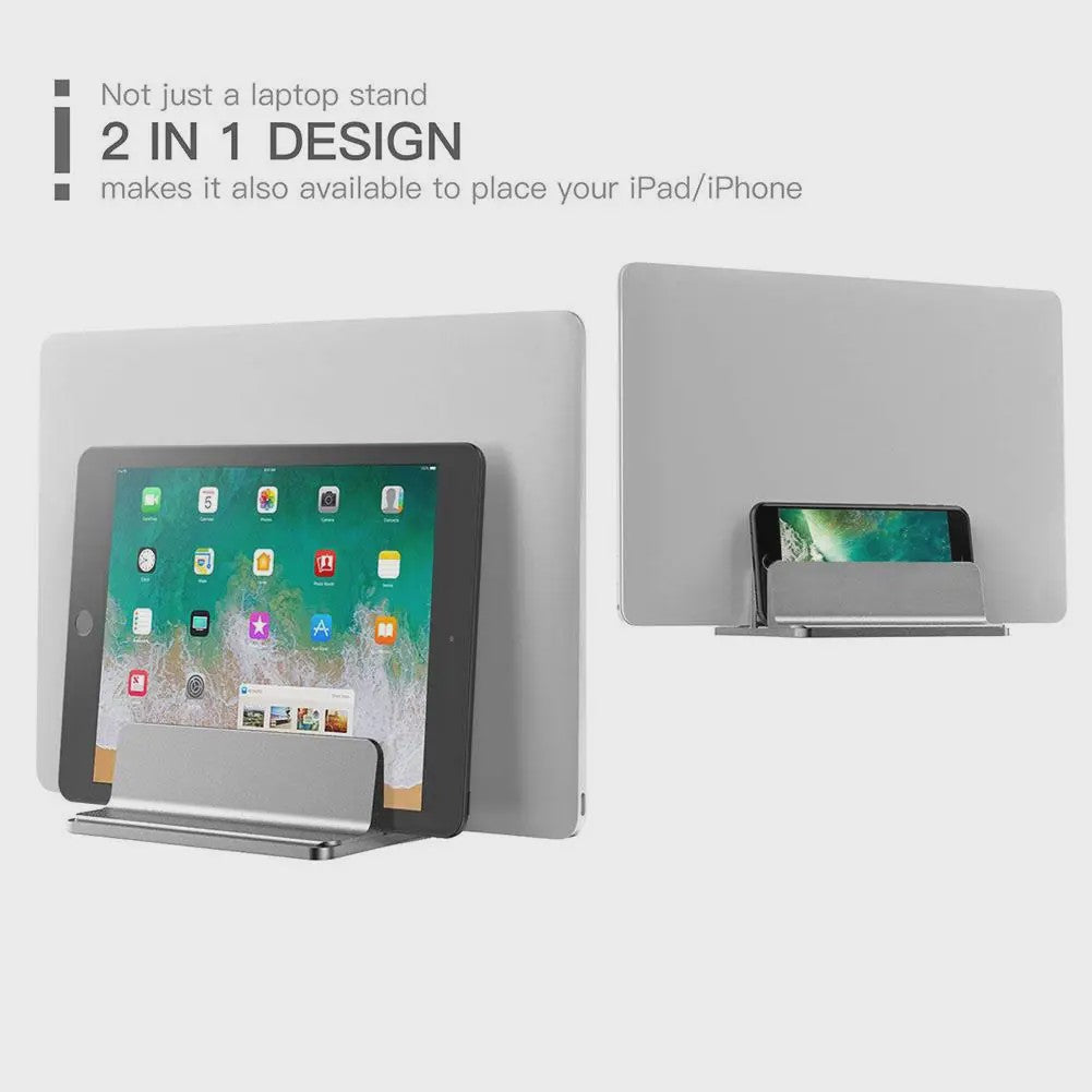 Verticale Laptopstandaard voor Macbook Air/Pro & Desktop - Dubbel & Verstelbaar (tot 17.3 Inch)