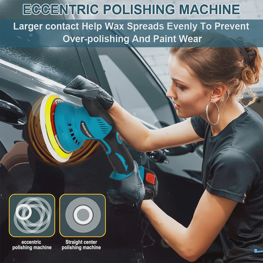 HILDA Draadloze Polijstmachine met 6 Versnellingen en Digitaal Display - Krachtige Auto Polijst- en Waxmachine