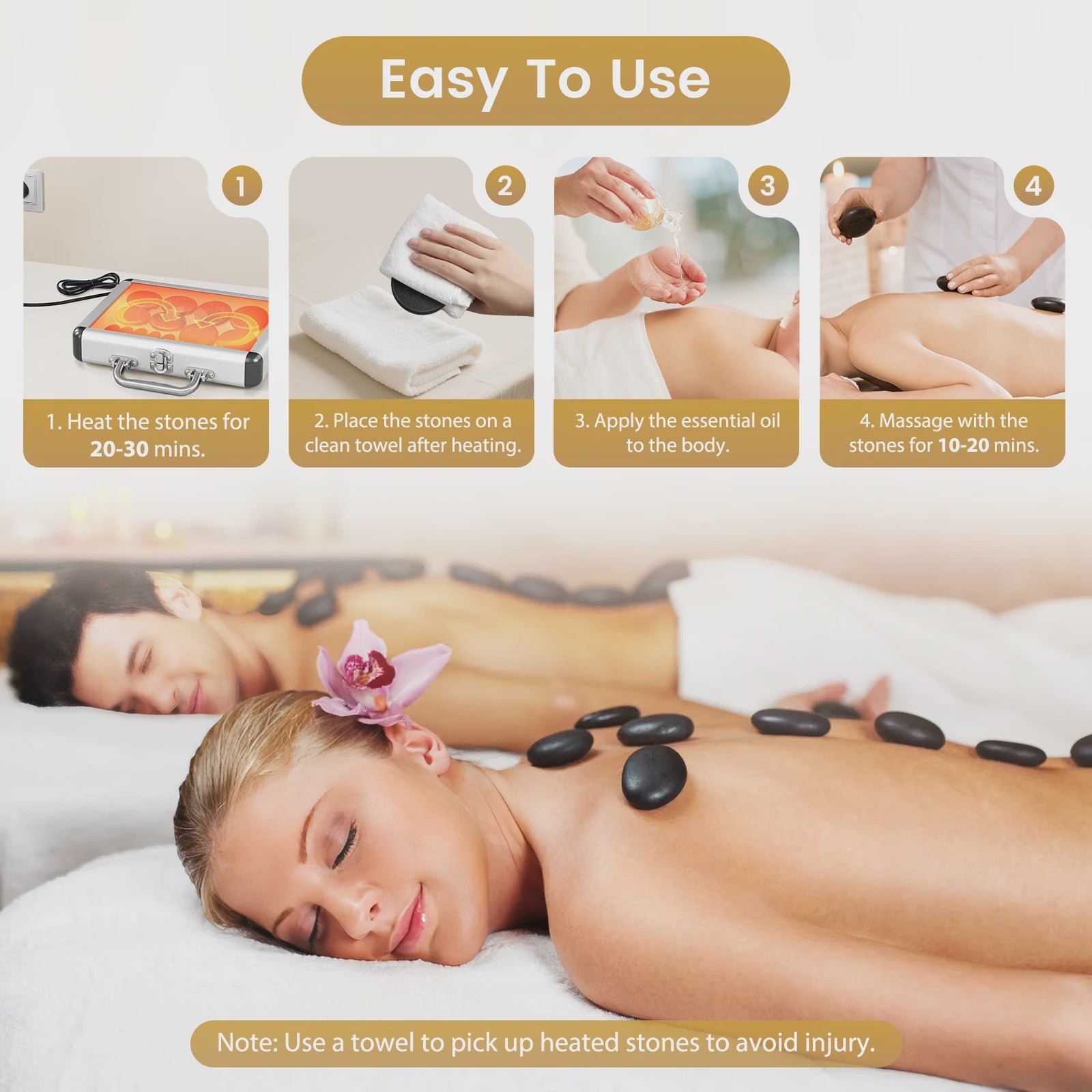 9/12/18/20pcs Hot Stone Massage Set Heater Box Relieve Stress Back Health Care Lava Basalt Round Massage Tool Stone Massager