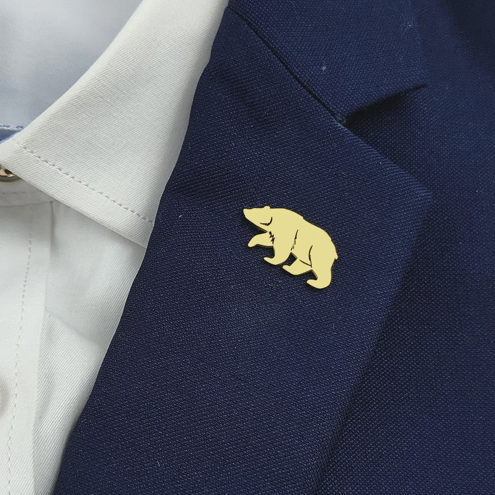Gouden Beren Broche van Roestvrij Staal - Stijlvolle Borstdecoratie