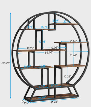 Industriële Ronde Boekenkast met Verspringende Planken - 160 cm Hoog