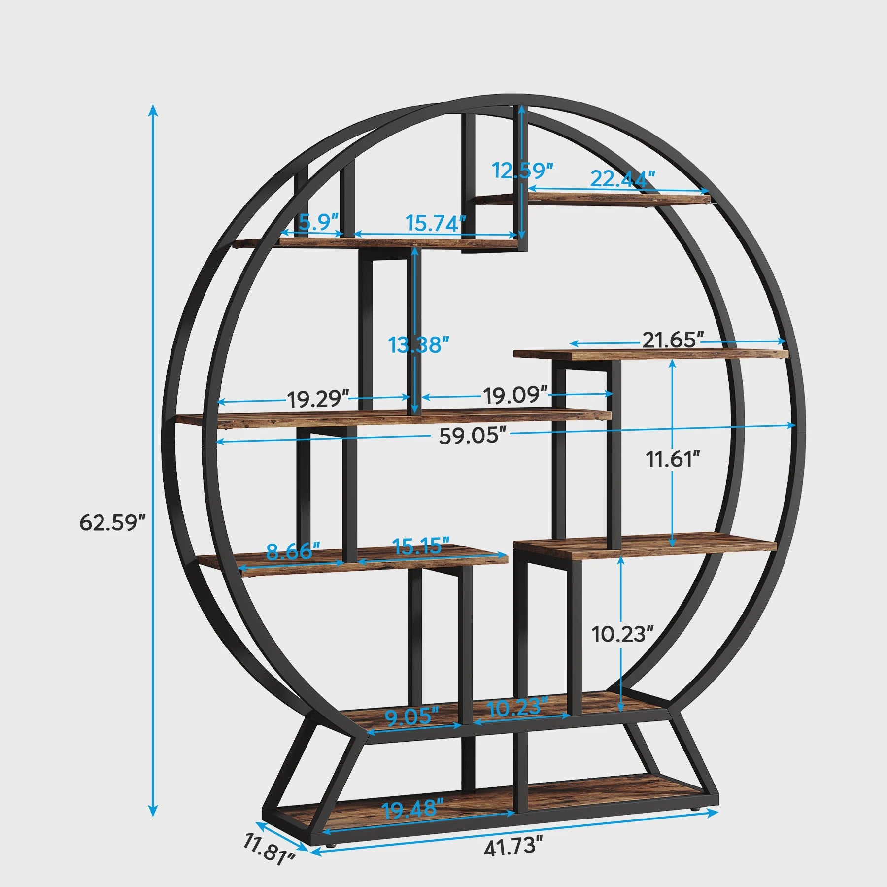 Industriële Ronde Boekenkast met Verspringende Planken - 160 cm Hoog