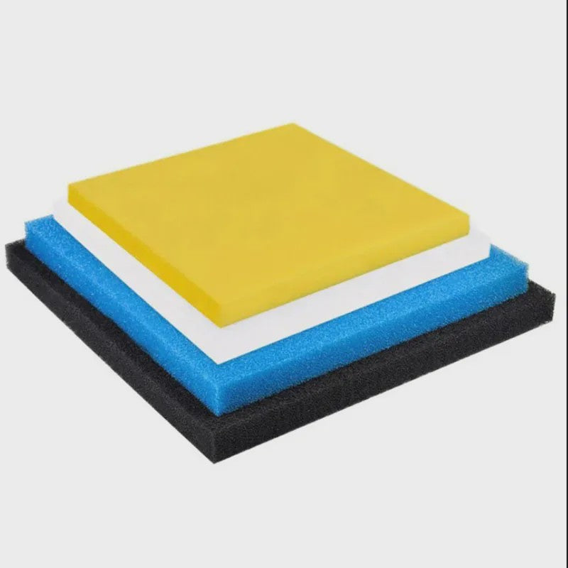 Aquarium Filter Spons Pad - 50x50x2cm - Biochemisch Filtermedium voor Vis Tanks - Zwart, Blauw, Geel