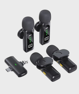 Draadloze Lavalier Microfoon Set - Mini Microfoon voor iPhone & Android - 4 Mic Opnames