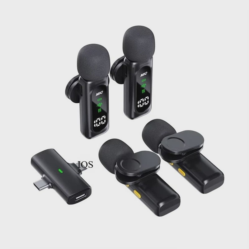 Draadloze Lavalier Microfoon Set - Mini Microfoon voor iPhone & Android - 4 Mic Opnames