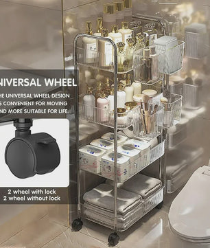 Luxe Transparante Acryl Rolkar met 2, 3 of 4 Lagen - Verrijdbare Opbergwagen