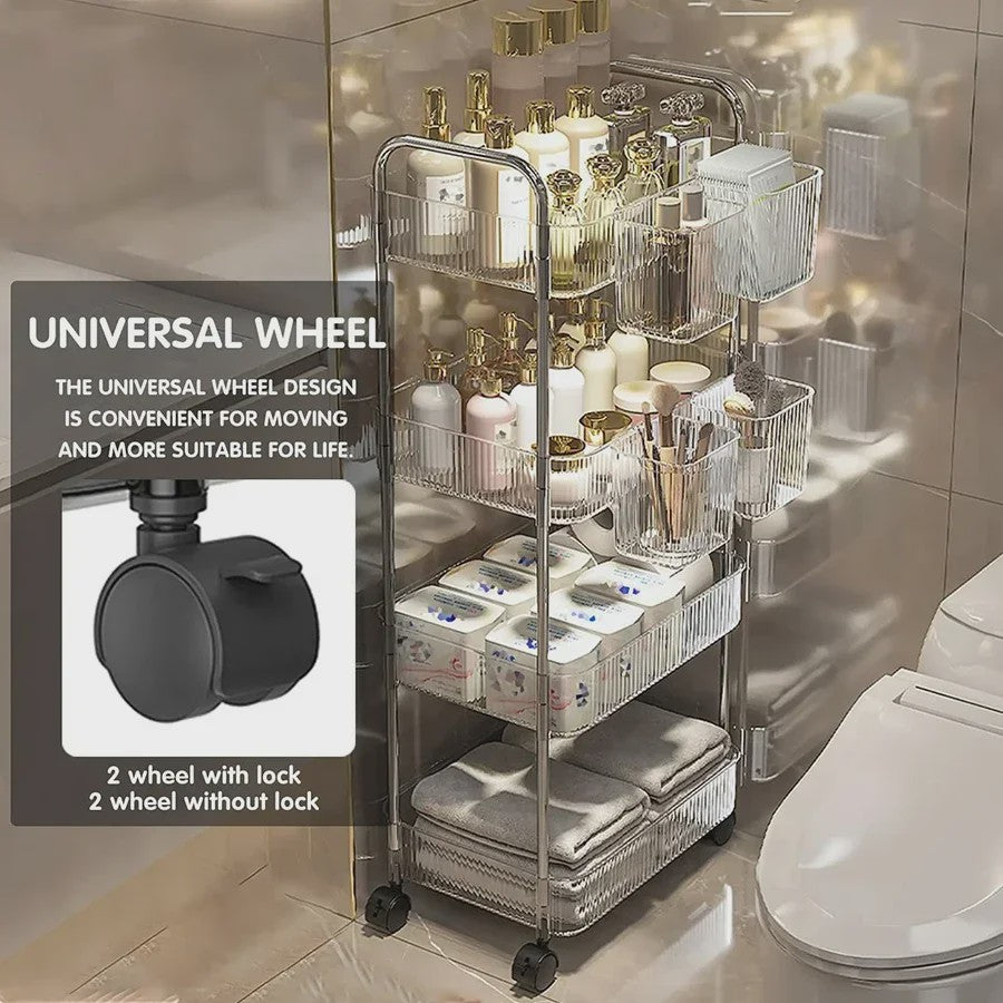 Luxe Transparante Acryl Rolkar met 2, 3 of 4 Lagen - Verrijdbare Opbergwagen