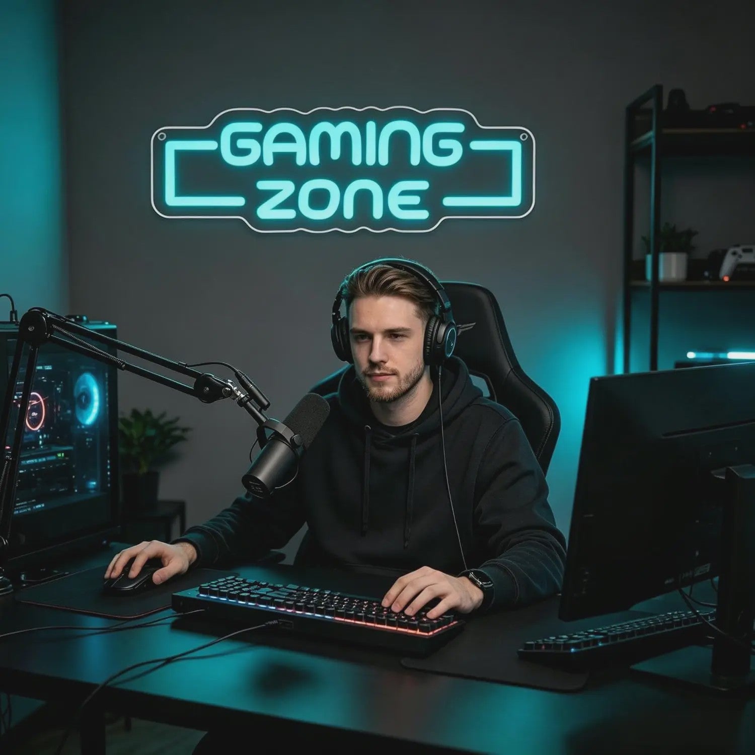 Gaming Zone LED Neon Sign - Dimbare USB Wanddecoratie voor Gamekamer
