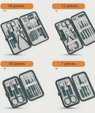 Professionele Manicure & Pedicure Set - 7/10/12/18 Delig - Roestvrij Staal met Reisetui