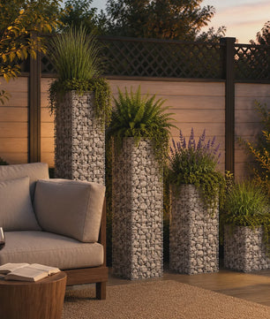 Gabion Verhoogde Plantenbak Set 4 Stuks - 30x30 cm, 50-200 cm Hoog - Tuin & Terras