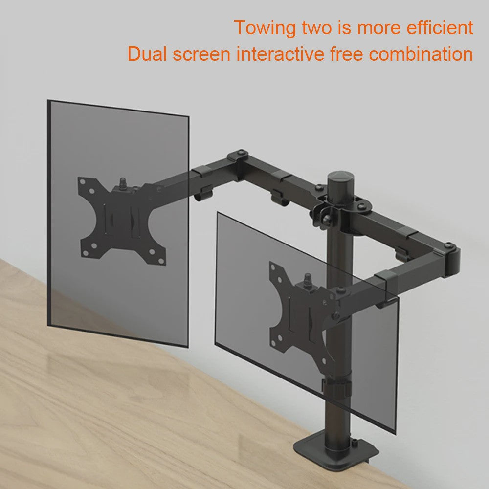 Dubbele Monitor Arm Stand met Gasveer - Verstelbaar voor 15-32 Inch Schermen, 16KG per Arm