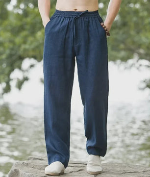 Heren Katoen Linnen Strandbroek - Comfortabele Casual Joggingbroek voor Lente/Zomer Vakantie