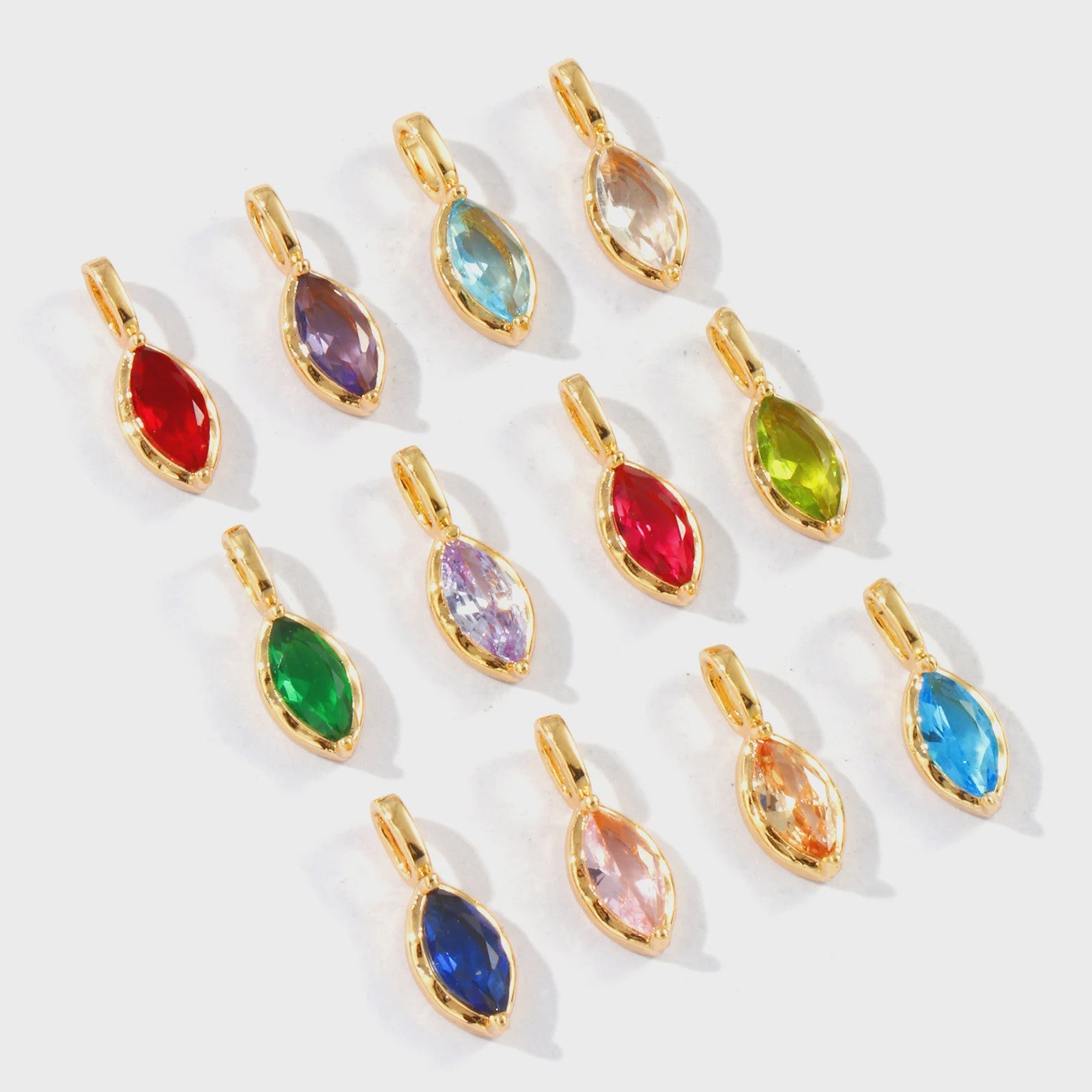 Set van 2 Olijfvormige Bedels met Strass & 18K Goudkleurige Hanger - DIY Sieraden Maken