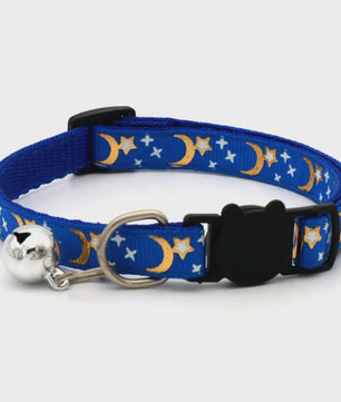 Verstelbare Kattenhalsband met Bel en Sterren/Maan Print - Veilig & Stijlvol