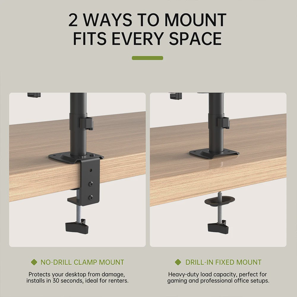 Ergonomische Dubbele Monitor Arm met Laptop Plank & Ventilatie - Ruimtebesparend Bureau Accessoire