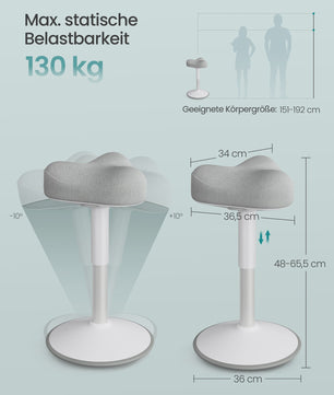 Ergonomische Sta-Zithocker met Schommel Effect - Hoogte Verstelbaar (48-65.5 cm) & Anti-Slip Basis