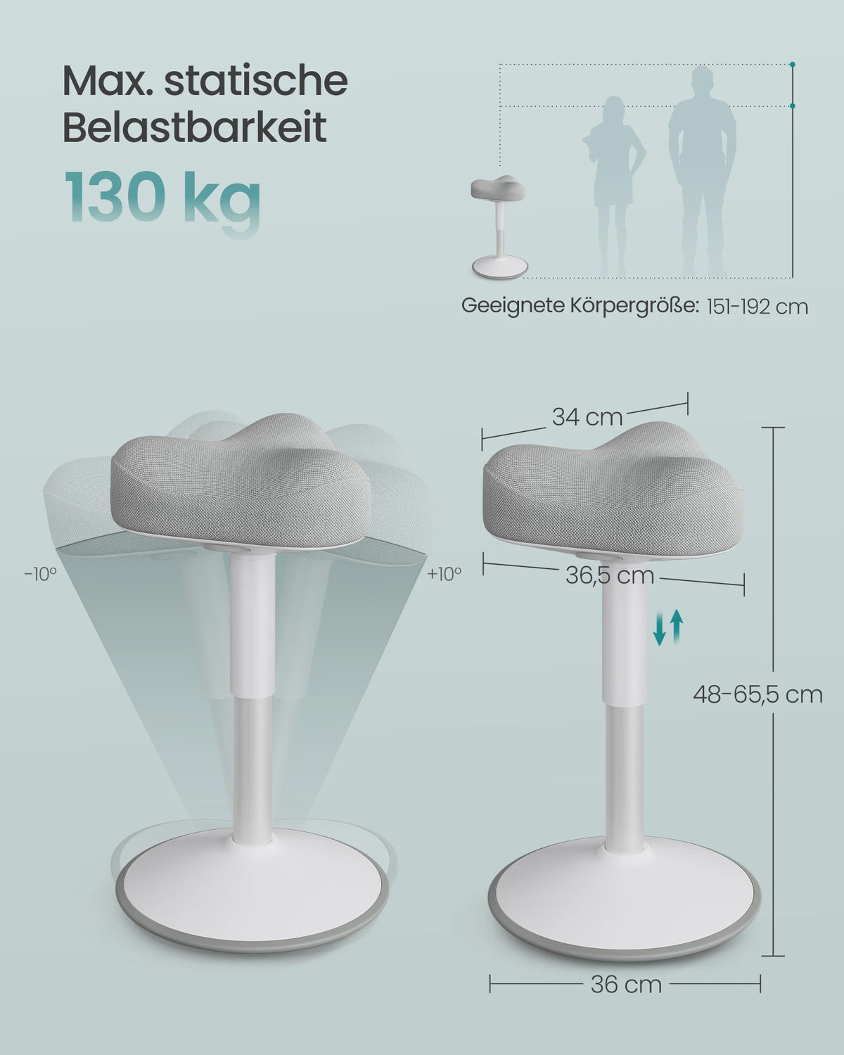Ergonomische Sta-Zithocker met Schommel Effect - Hoogte Verstelbaar (48-65.5 cm) & Anti-Slip Basis