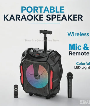 Draagbare Karaoke Bluetooth Speaker met LED, Draadloze Microfoon & Afstandsbediening - Perfect voor Outdoor Feesten