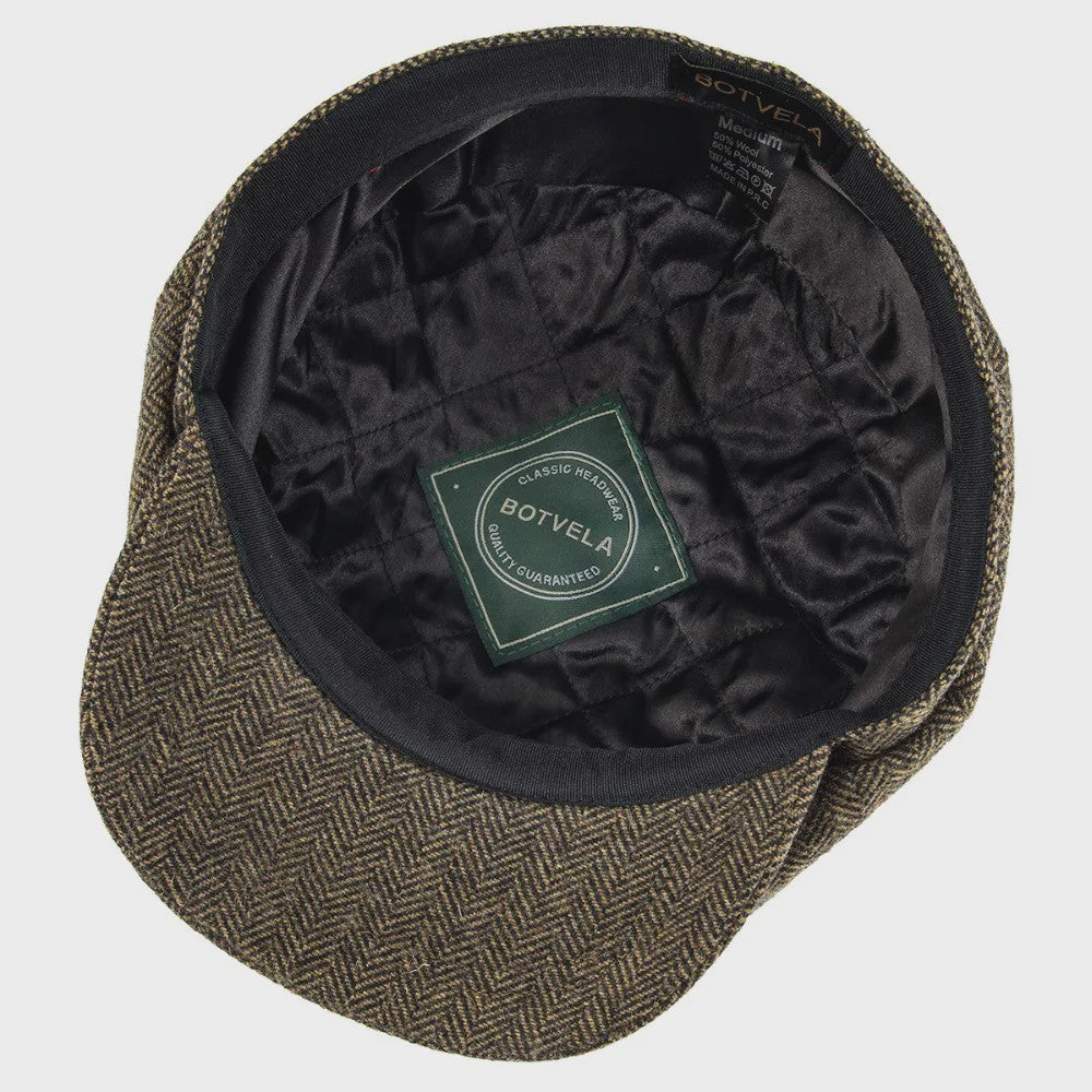 Stijlvolle Heren Herringbone Tweed Flat Cap - Britse Retro Newsboy Pet