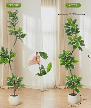 Realistische Kunstplant Ficus Lyrata (Fiddle Leaf Fig) - 180cm - Met Pot en Mos