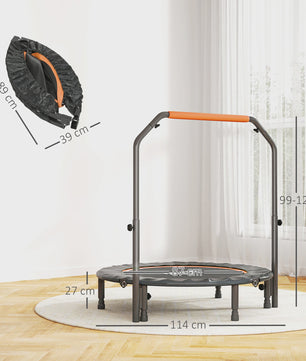 Fitness Trampoline voor Volwassenen - Ø114cm, Inklapbaar, Verstelbare Handgreep