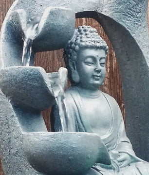 Boeddha Waterfontein met LED Licht en Lotus Basis - Rustgevend Geluid voor Huis, Kantoor, Yoga & Meditatie