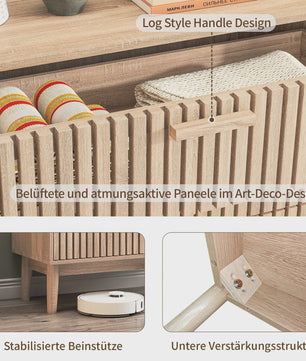 Scandinavische Houten Ladekast met 4 Laden - Ribbel Front & Houten Poten