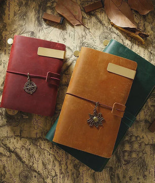 Moterm Vintage Leren Notitieboek - Handgemaakt, 100% Echt Leer, Hersluitbaar