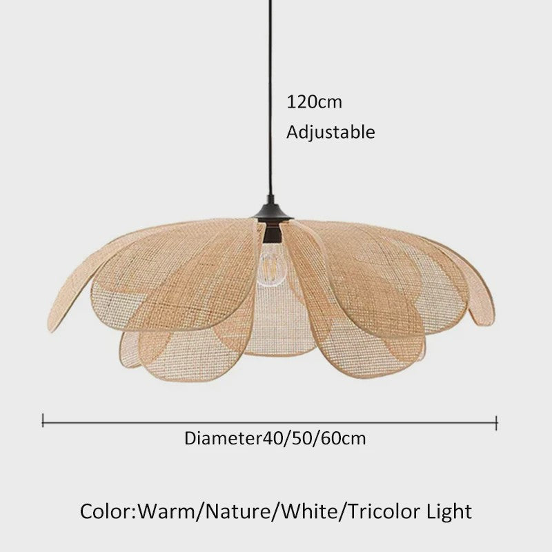 Retro Rotan Bloem Hanglamp - Sfeervolle Verlichting voor Woonkamer, Slaapkamer & Eetkamer