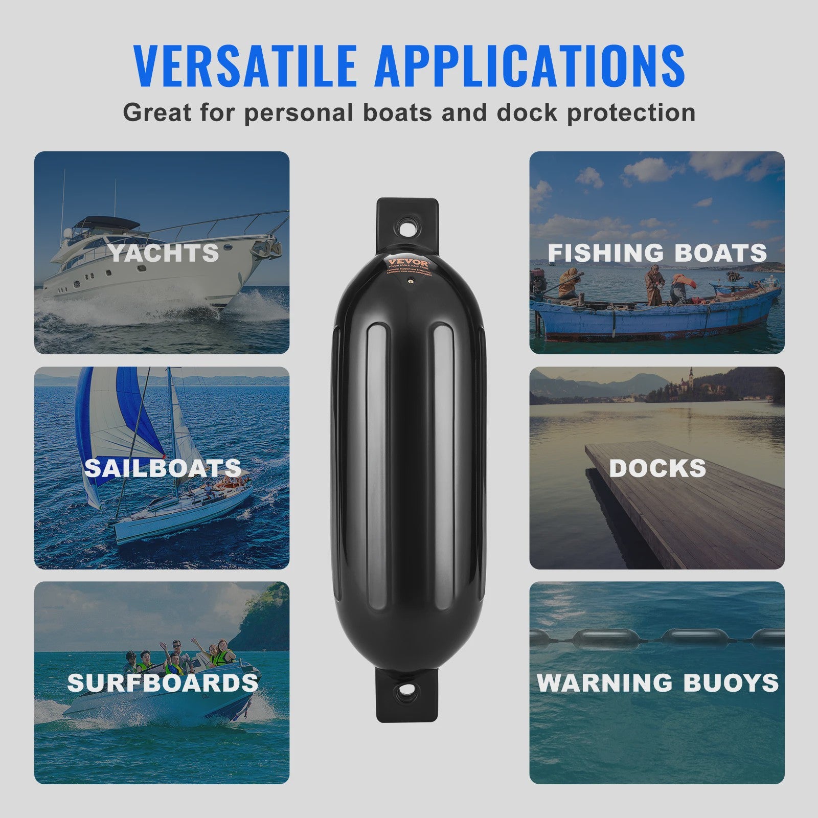Opblaasbare Bootfender met Ribbels - Marine & Jachthaven Bescherming - Inclusief Pomp & Touwen