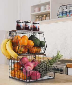 Set van 2 Opbergmanden met Deksel - Stijlvol en Praktisch voor Keuken, Kantoor & Badkamer