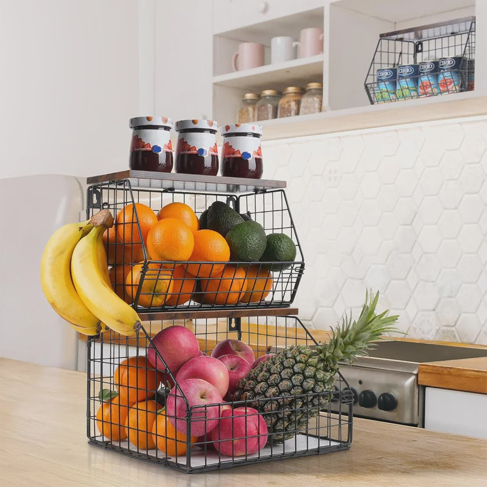 Set van 2 Opbergmanden met Deksel - Stijlvol en Praktisch voor Keuken, Kantoor & Badkamer