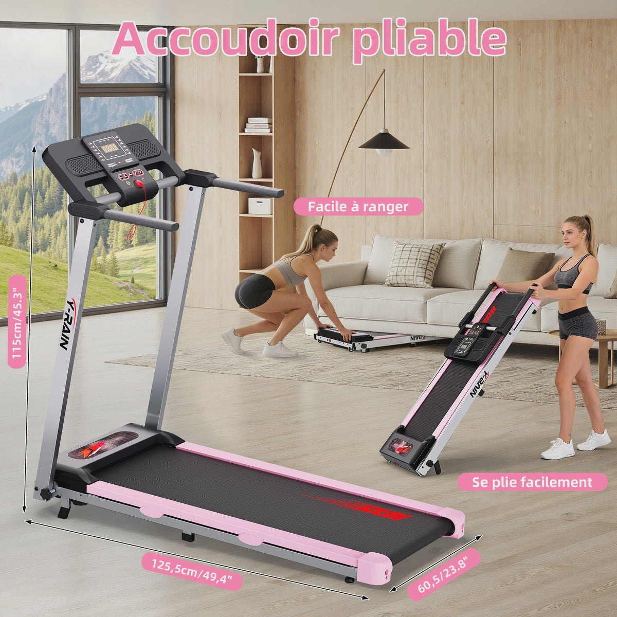 Y-Rain Opvouwbare Loopband met 12% Inclinatie, Bluetooth & App, Hartslagmeter