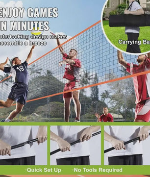 Verstelbaar Sportnet: Volleybal, Badminton & 4-Square Spel - Draagbaar & Snel Opgezet