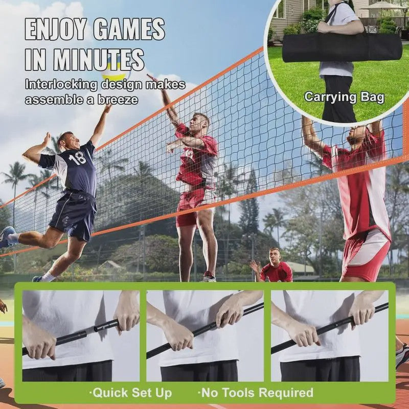 Verstelbaar Sportnet: Volleybal, Badminton & 4-Square Spel - Draagbaar & Snel Opgezet