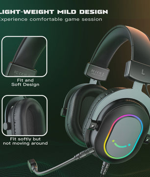FIFINE H6 Gaming Headset: Virtueel 7.1 Surround Sound, RGB, USB, Microfoon & EQ Modes